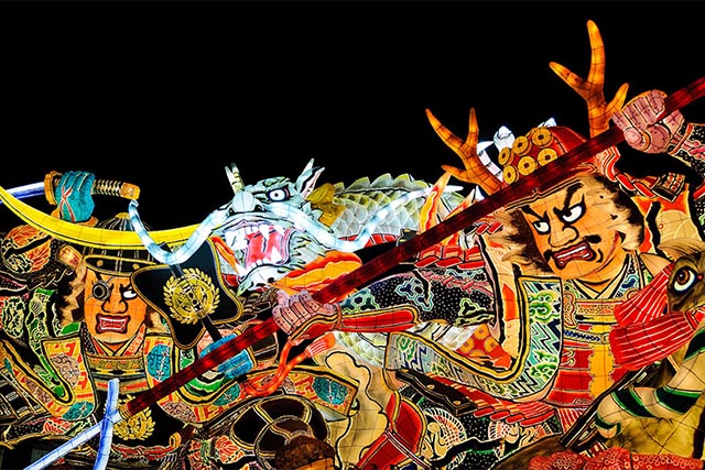 Intricately crafted giant Nebuta floats